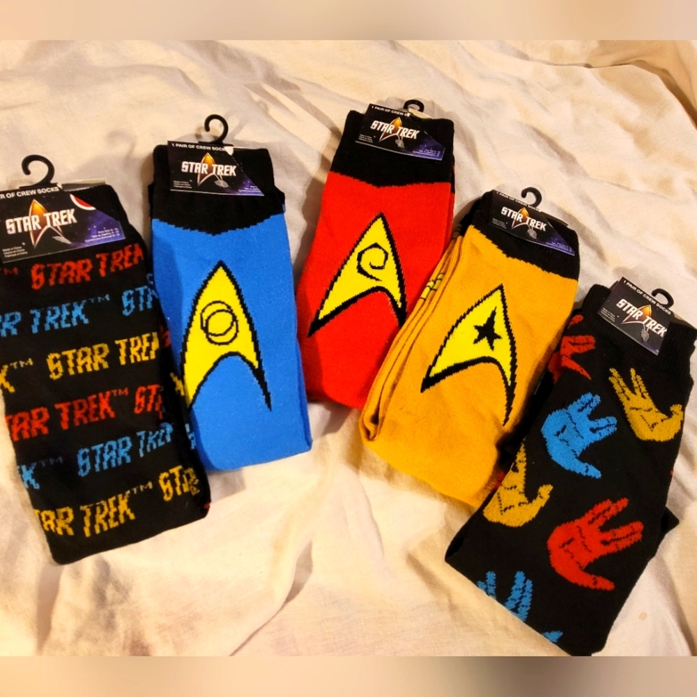 NWT 5 TREKKIE STAR TRECK socks unisex Crew Sox set